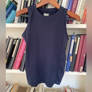 Athleta Blue Ribbed Sleeveless Tank Top